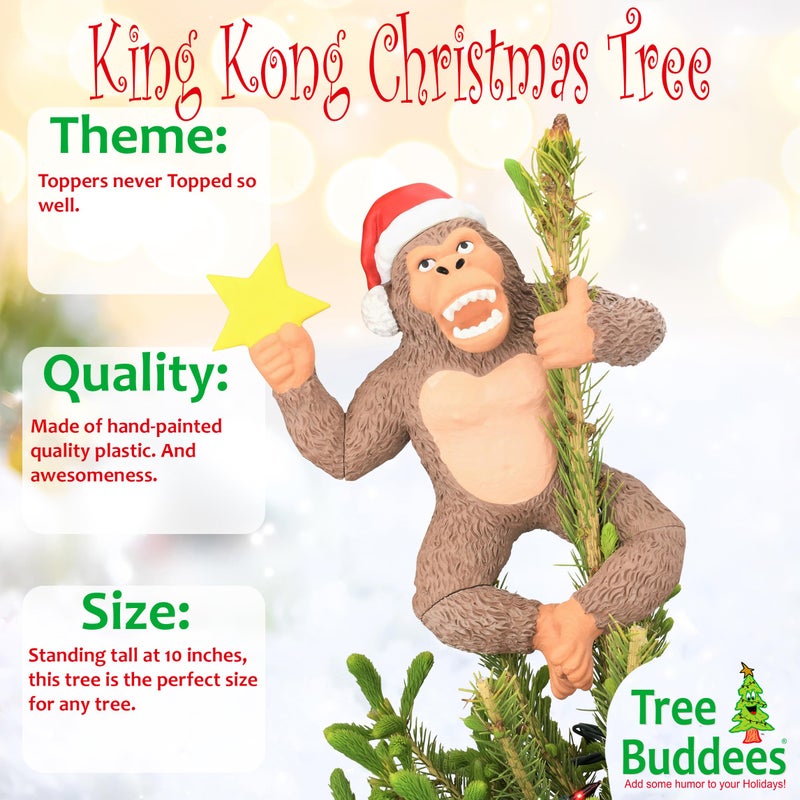 Tree Buddees King Kong Climbing The Tree Funny Christmas Tree Topper - Large 10" - Image 2